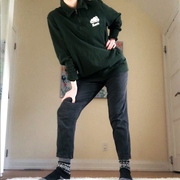 Roots Tops - ON HOLD Roots Green Quarter Zip Sweater